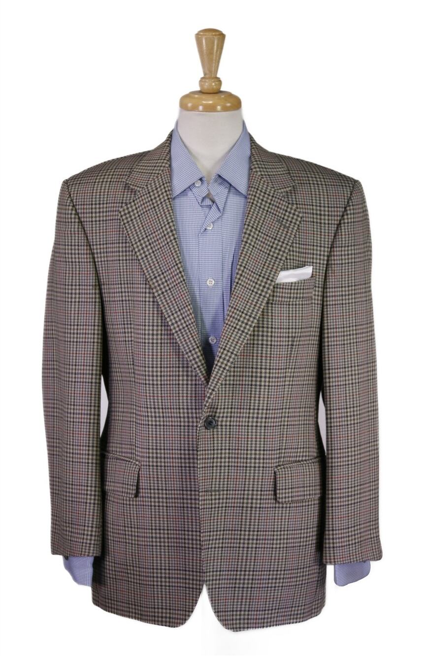 Magee Ireland Gray Black Green Check Wool 2-Btn Sportcoat Blazer 40R